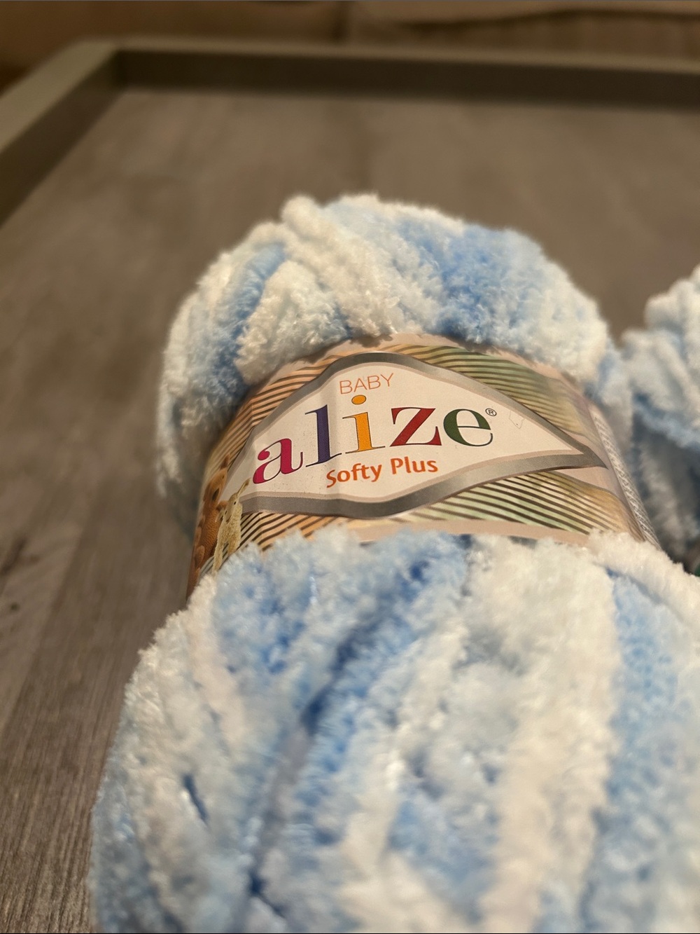 Alize yarn softy plus Baby Softy Plus Plush Yarn - Light Blue and White
